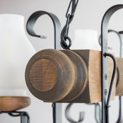 Brilagi - Candeeiro suspenso RUSTIC 4xE14/40W/230V faia