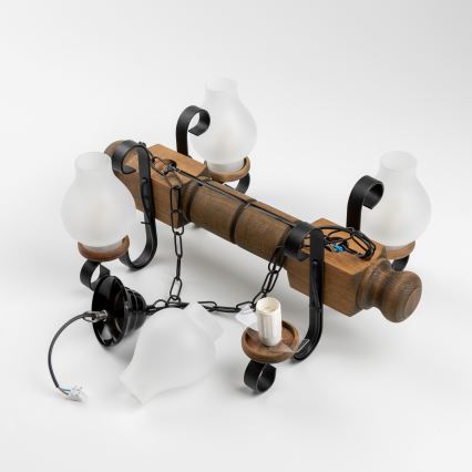 Brilagi - Candeeiro suspenso RUSTIC 4xE14/40W/230V faia