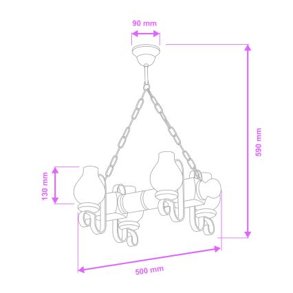 Brilagi - Candeeiro suspenso RUSTIC 4xE14/40W/230V faia