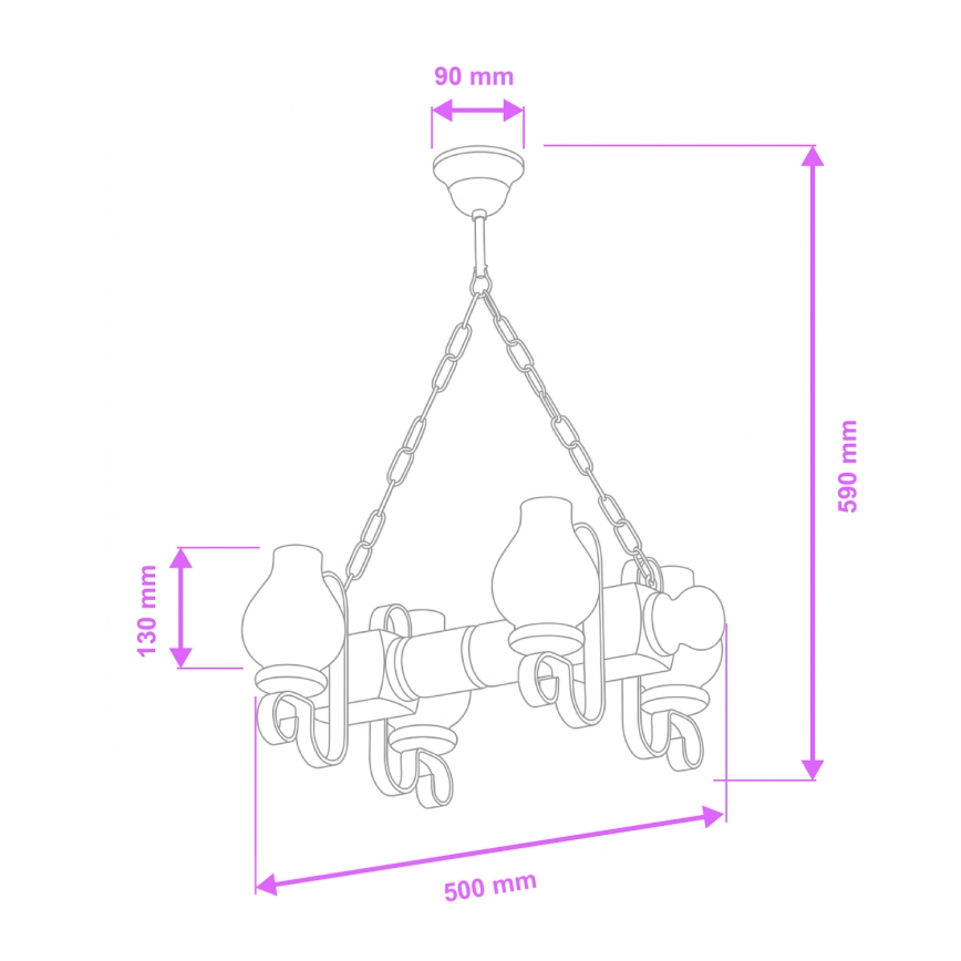 Brilagi - Candeeiro suspenso RUSTIC 4xE14/40W/230V faia