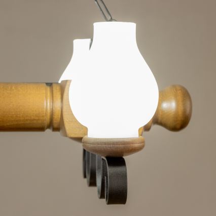 Brilagi - Candeeiro suspenso RUSTIC 4xE14/40W/230V faia/nogueira