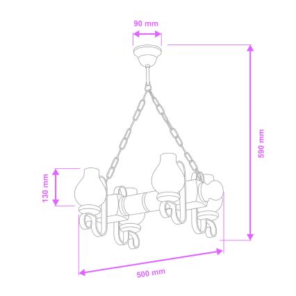 Brilagi - Candeeiro suspenso RUSTIC 4xE14/40W/230V faia/nogueira