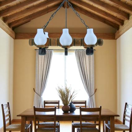 Brilagi - Candeeiro suspenso RUSTIC 6xE14/40W/230V faia