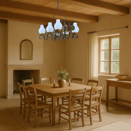 Brilagi - Candeeiro suspenso RUSTIC 6xE14/40W/230V faia