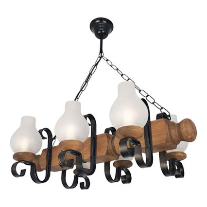 Brilagi - Candeeiro suspenso RUSTIC 6xE14/40W/230V faia