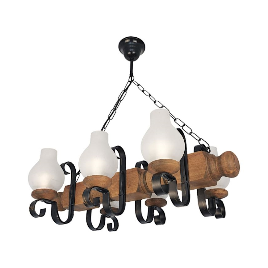 Brilagi - Candeeiro suspenso RUSTIC 6xE14/40W/230V faia