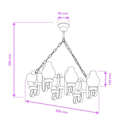 Brilagi - Candeeiro suspenso RUSTIC 6xE14/40W/230V faia