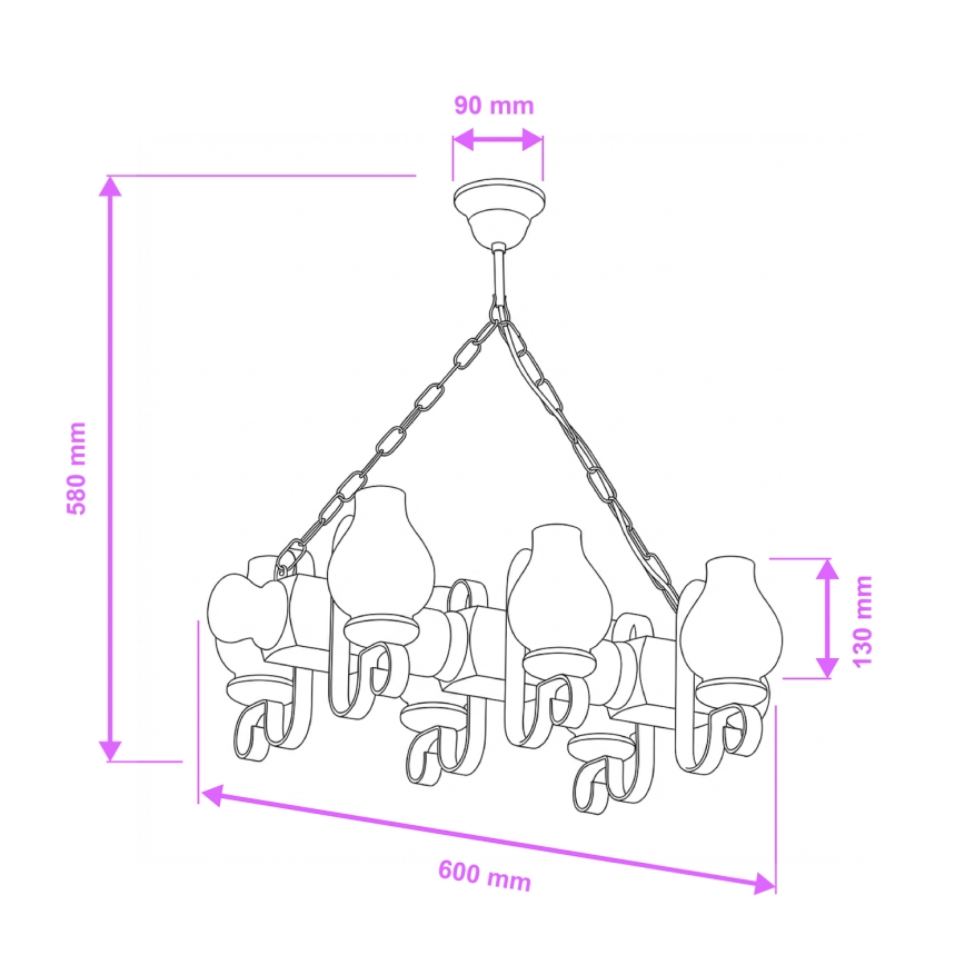 Brilagi - Candeeiro suspenso RUSTIC 6xE14/40W/230V faia
