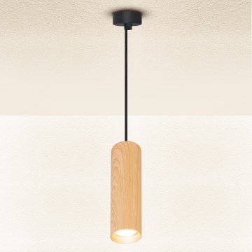 Brilagi - Candeeiro suspenso SELE 1xGU10/30W/230V preto/decoração em carvalho
