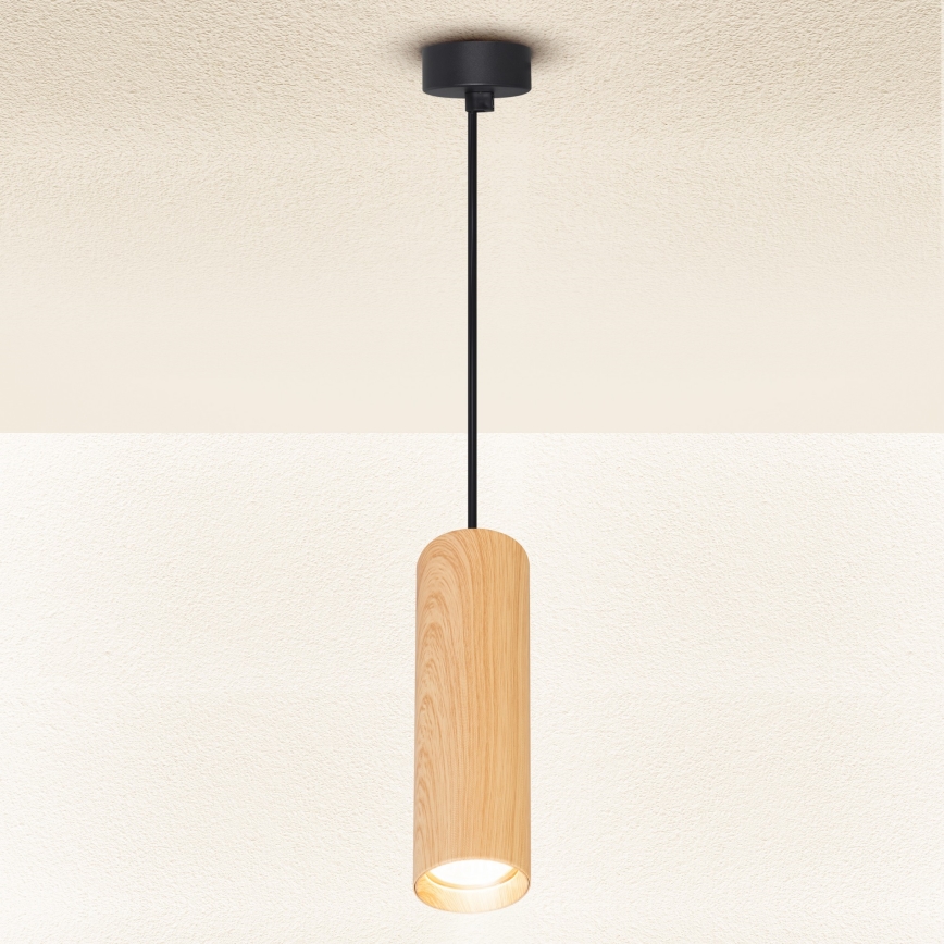 Brilagi - Candeeiro suspenso SELE 1xGU10/30W/230V preto/decoração em carvalho