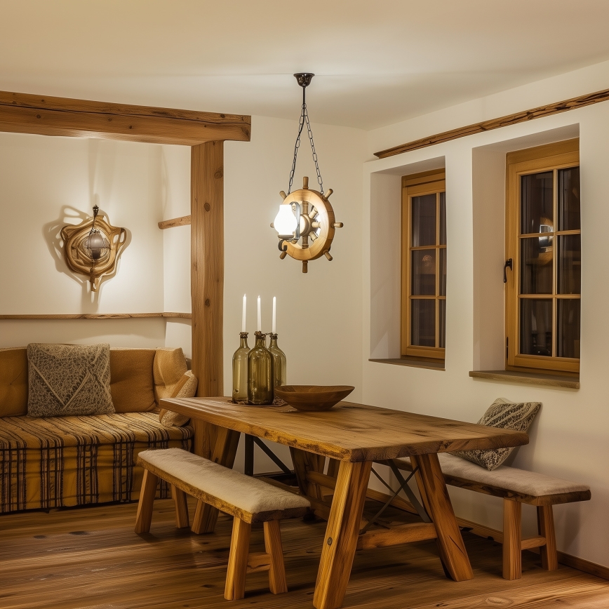 Brilagi - Candeeiro suspenso TIMONA 2xE14/40W/230V faia