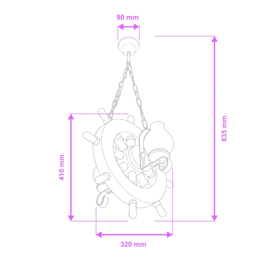 Brilagi - Candeeiro suspenso TIMONA 2xE14/40W/230V faia