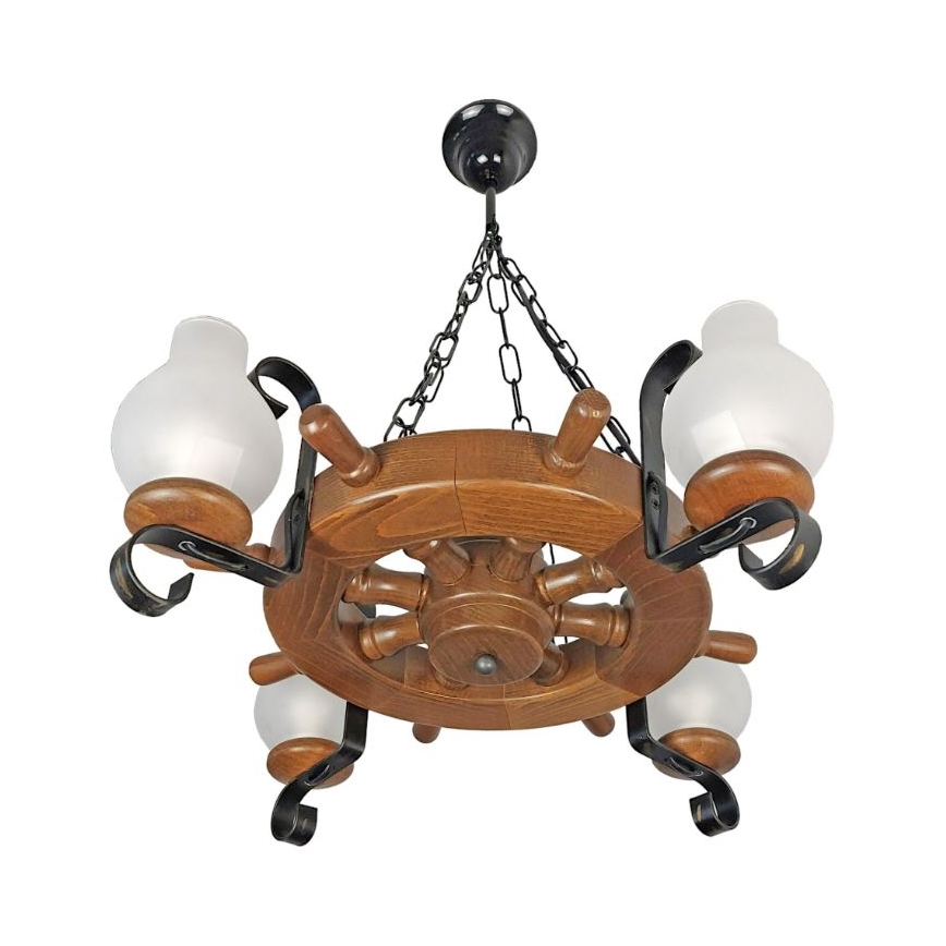 Brilagi - Candeeiro suspenso TIMONA 4xE14/40W/230V faia/nogueira