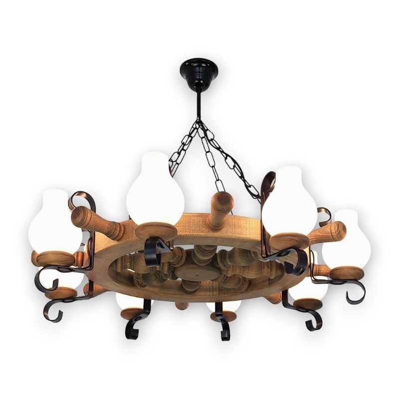 Brilagi - Candeeiro suspenso TIMONA 8xE14/40W/230V faia