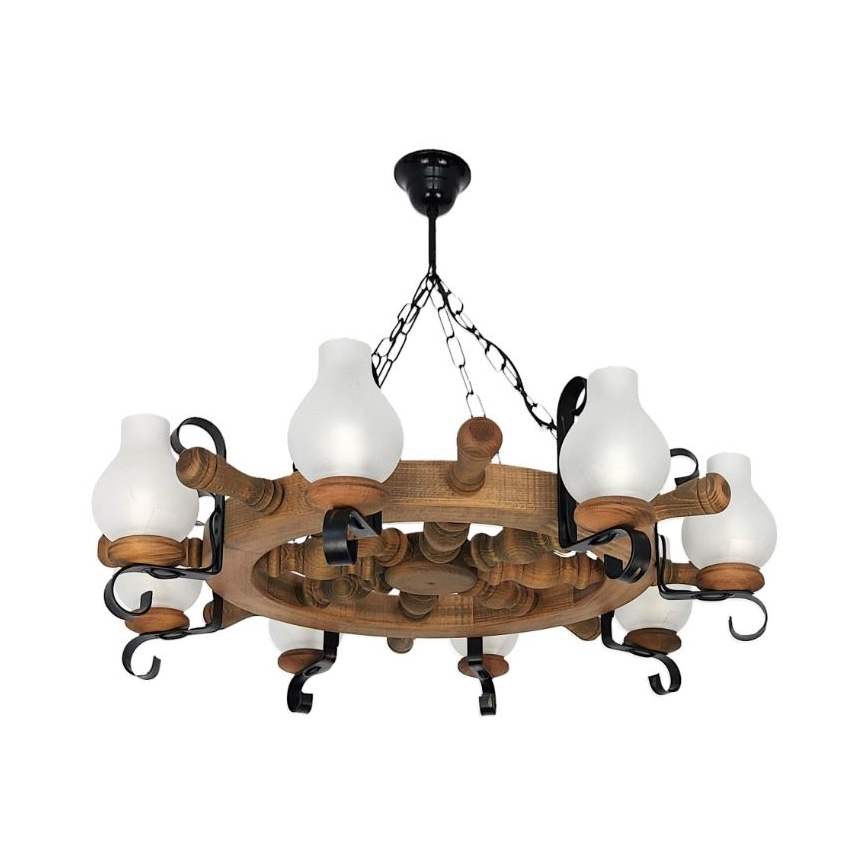 Brilagi - Candeeiro suspenso TIMONA 8xE14/40W/230V faia