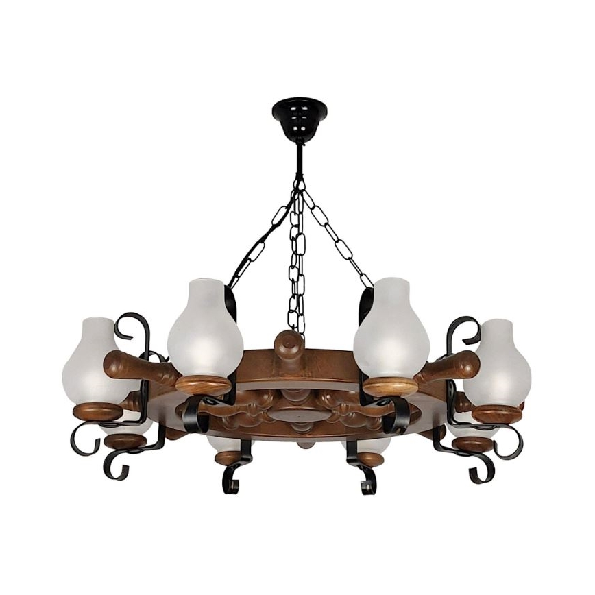 Brilagi - Candeeiro suspenso TIMONA 8xE14/40W/230V faia/nogueira