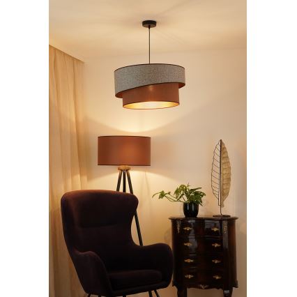 Brilagi - Candeeiro suspenso VEGAS SHINE 1xE27/15W/230V diâmetro 50 cm cinzento/castanho