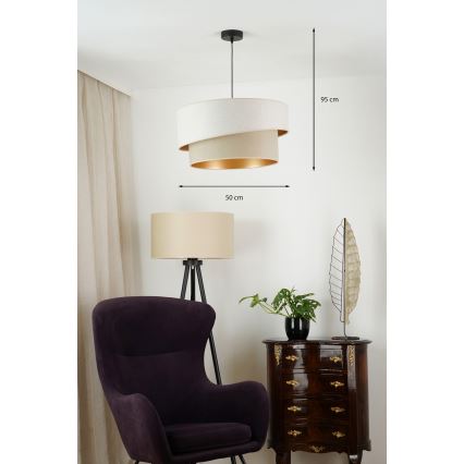 Brilagi - Candeeiro suspenso VEGAS SHINE 1xE27/15W/230V diâmetro 50 cm creme/bege