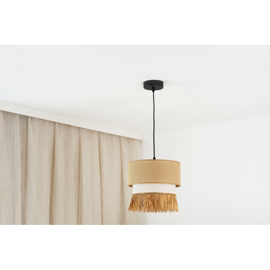 Brilagi - Candeeiro suspenso em cabo WINNETOU BOHO 1xE27/15W/230V diâmetro 25 cm castanho/créme