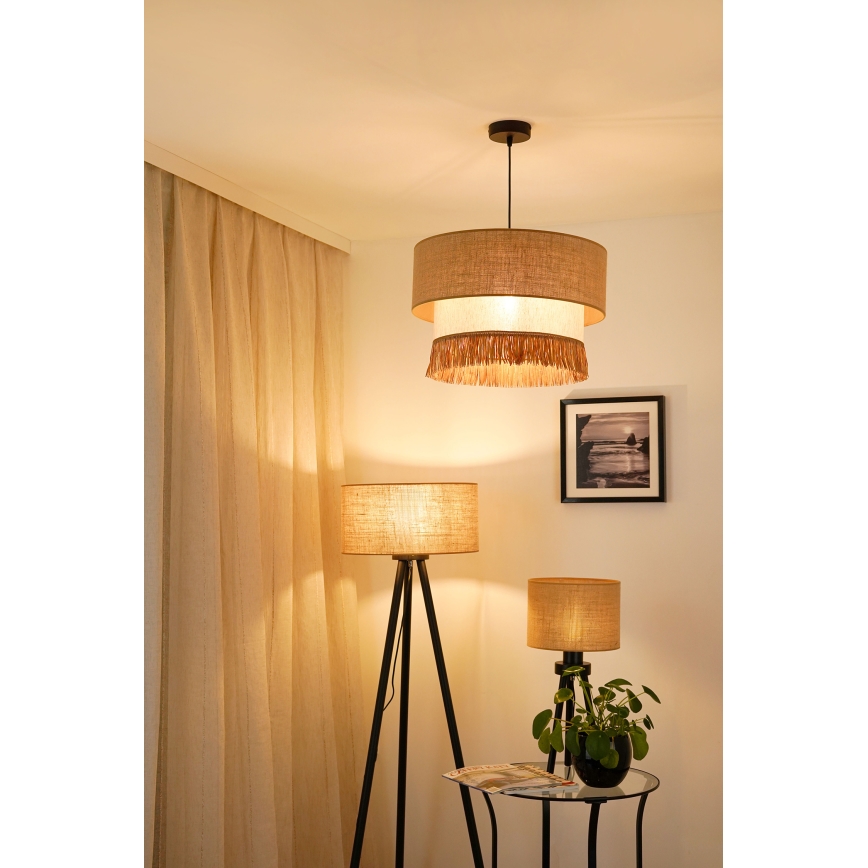 Brilagi - Candeeiro suspenso em cabo WINNETOU BOHO 1xE27/15W/230V diâmetro 45 cm castanho/créme