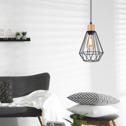 Brilagi - Candeeiro suspenso WOODY BASKET 1xE27/60W/230V carvalho