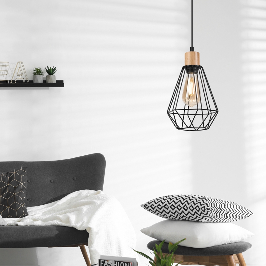 Brilagi - Candeeiro suspenso WOODY BASKET 1xE27/60W/230V carvalho