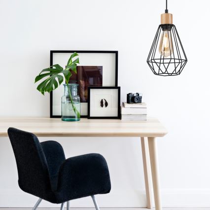 Brilagi - Candeeiro suspenso WOODY BASKET 1xE27/60W/230V carvalho