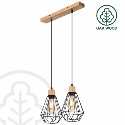 Brilagi - Candeeiro suspenso WOODY BASKET 2xE27/60W/230V carvalho