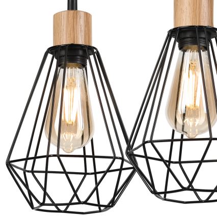 Brilagi - Candeeiro suspenso WOODY BASKET 2xE27/60W/230V carvalho