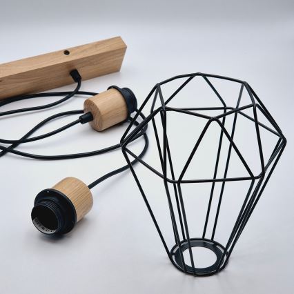 Brilagi - Candeeiro suspenso WOODY BASKET 2xE27/60W/230V carvalho