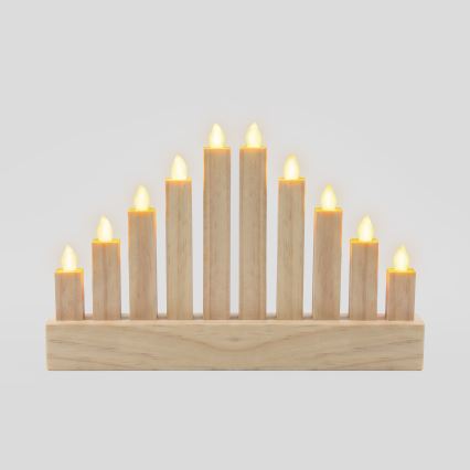 BRILAGI - Castiçal de Natal em madeira com 10 LEDs/2xAA