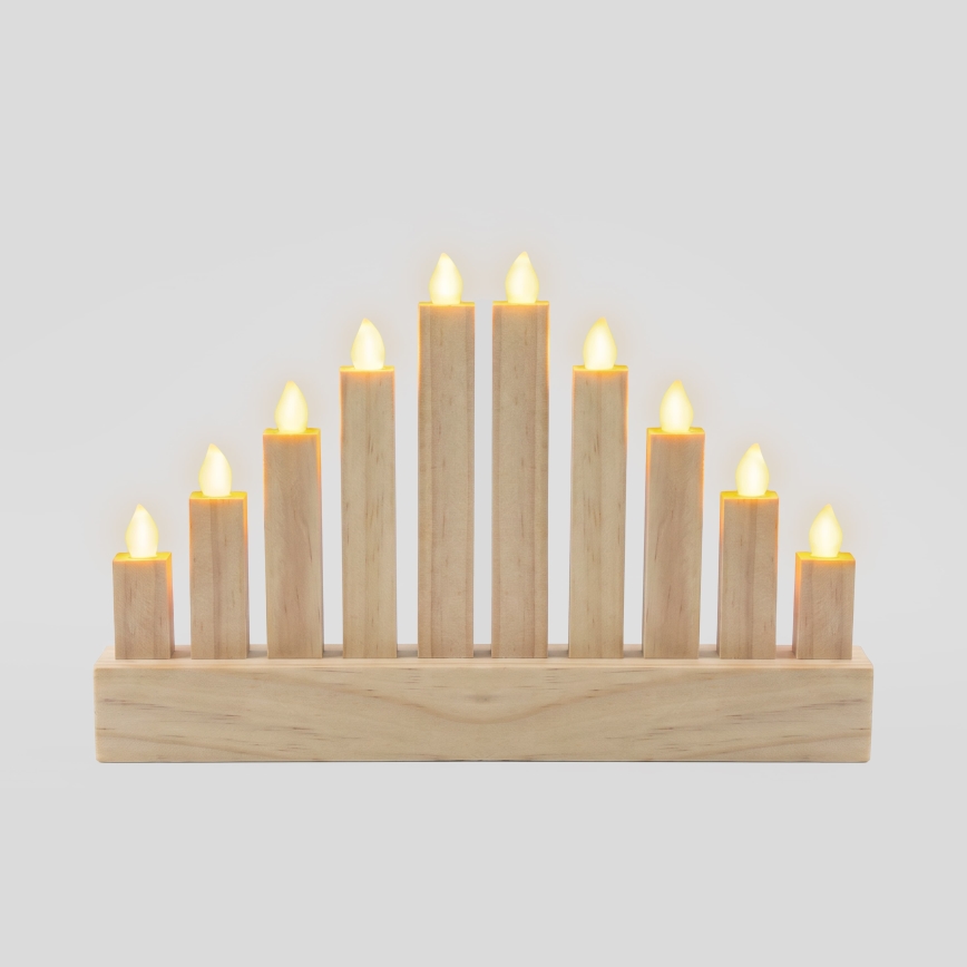 BRILAGI - Castiçal de Natal em madeira com 10 LEDs/2xAA