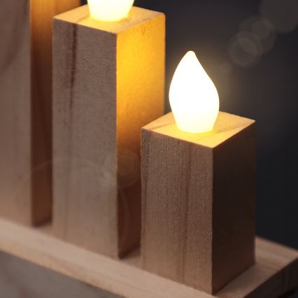 BRILAGI - Castiçal de Natal em madeira com 10 LEDs/2xAA