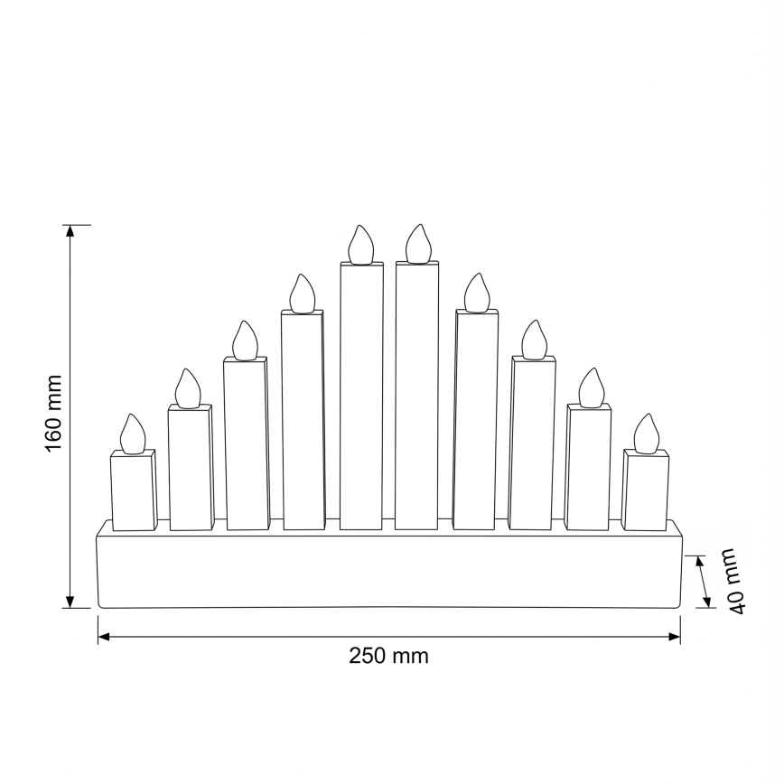 BRILAGI - Castiçal de Natal em madeira com 10 LEDs/2xAA
