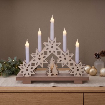 BRILAGI - Castiçal de Natal LED 5xLED/2xAA bege