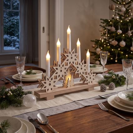BRILAGI - Castiçal de Natal LED 5xLED/2xAA bege