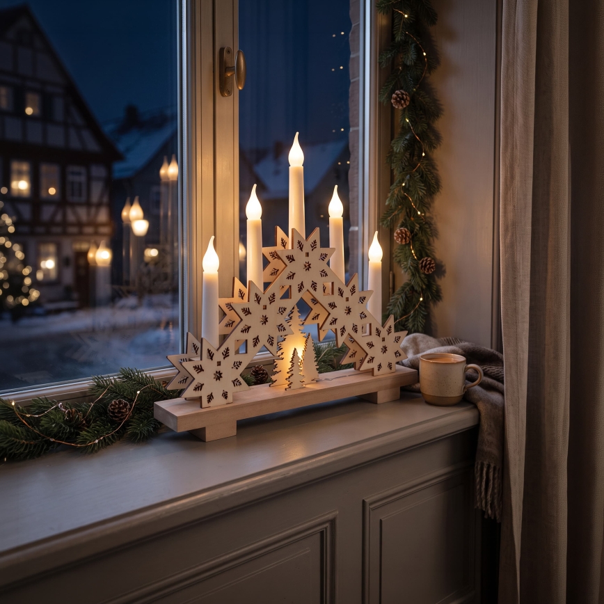 BRILAGI - Castiçal de Natal LED 5xLED/2xAA bege