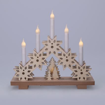 BRILAGI - Castiçal de Natal LED 5xLED/2xAA bege