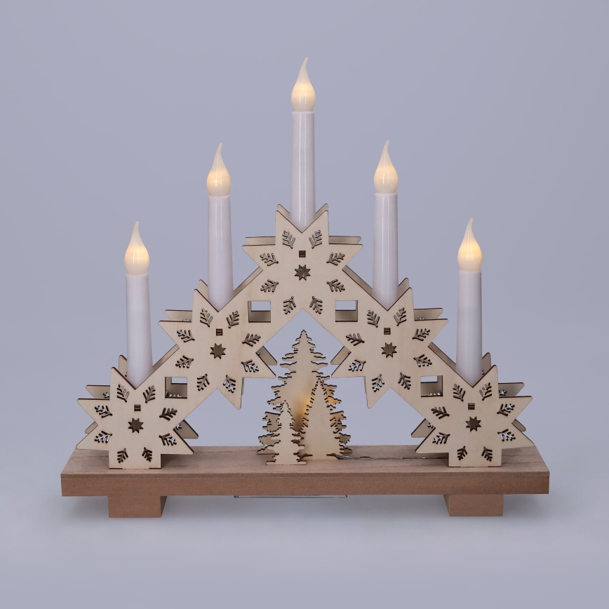 BRILAGI - Castiçal de Natal LED 5xLED/2xAA bege