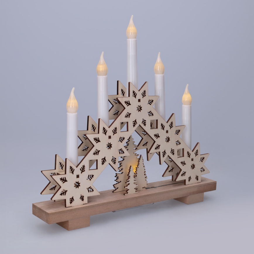 BRILAGI - Castiçal de Natal LED 5xLED/2xAA bege