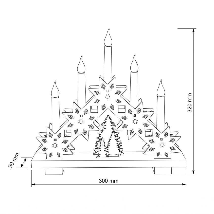 BRILAGI - Castiçal de Natal LED 5xLED/2xAA bege