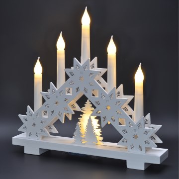 BRILAGI - Castiçal de Natal LED 5xLED/2xAA branco
