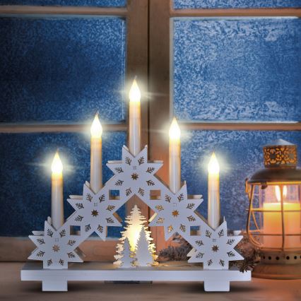 BRILAGI - Castiçal de Natal LED 5xLED/2xAA branco