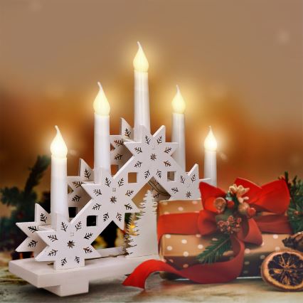 BRILAGI - Castiçal de Natal LED 5xLED/2xAA branco