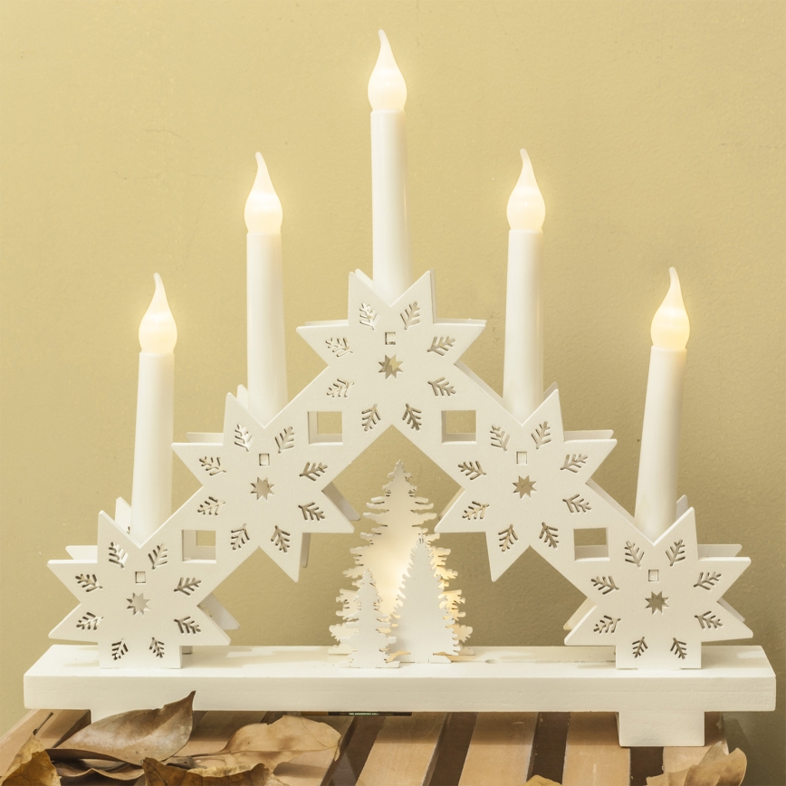 BRILAGI - Castiçal de Natal LED 5xLED/2xAA branco