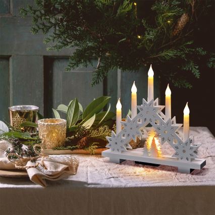 BRILAGI - Castiçal de Natal LED 5xLED/2xAA branco
