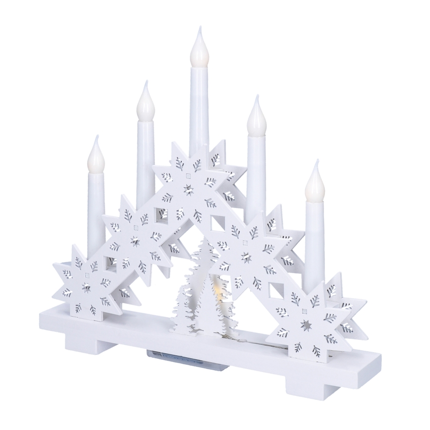BRILAGI - Castiçal de Natal LED 5xLED/2xAA branco