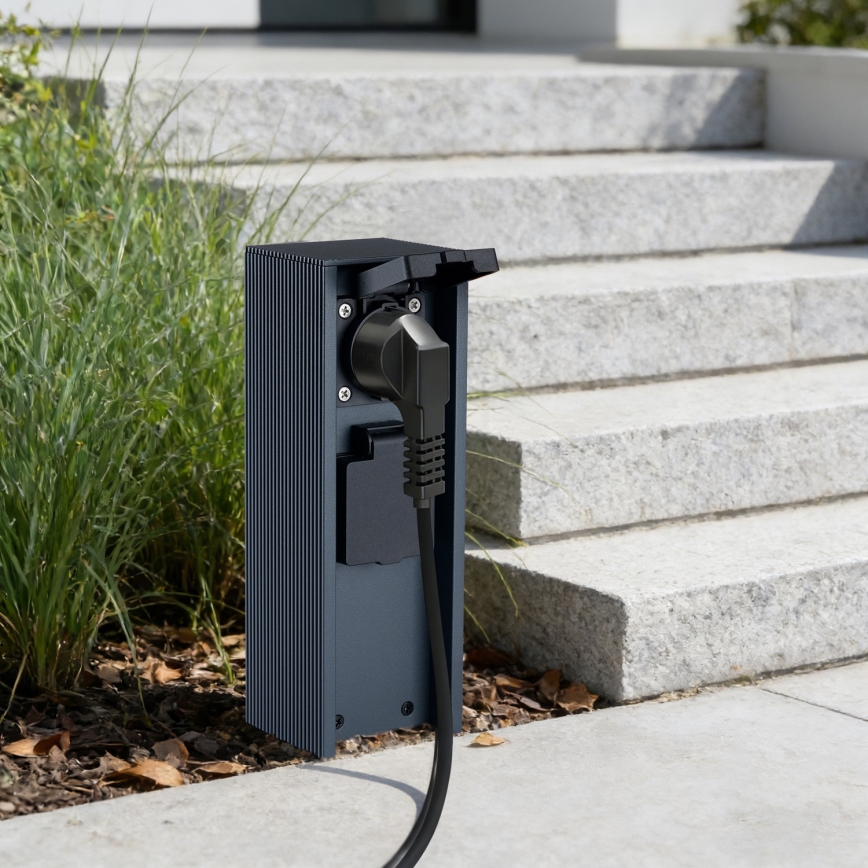 Brilagi - Coluna de tomadas exterior PILLAR 2Z SCHUKO 230V IP44 antracite
