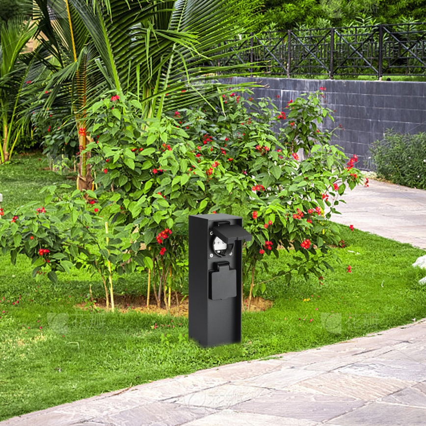 Brilagi - Coluna de tomadas para exterior PILLAR 2Z SCHUKO 230 V IP44 preta