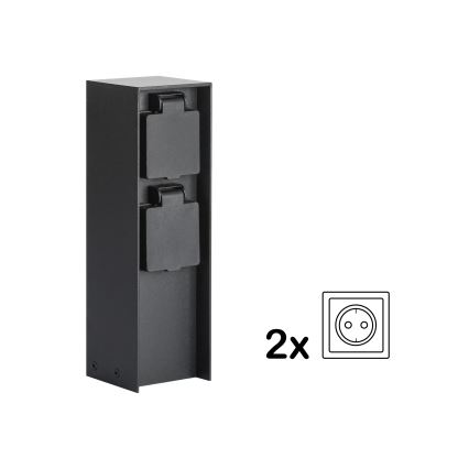 Brilagi - Coluna de tomadas para exterior PILLAR 2Z SCHUKO 230 V IP44 preta
